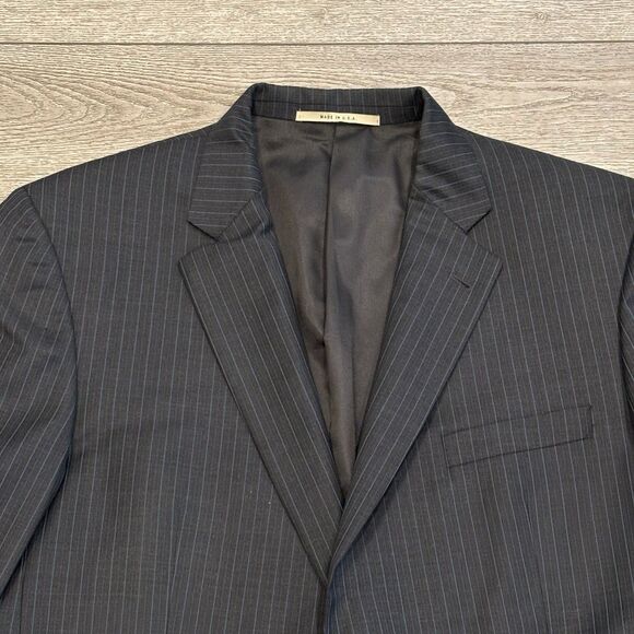 Burberry‎ London 100% Wool Kensington Blazer Black 44R Pinstripe Sport Coat